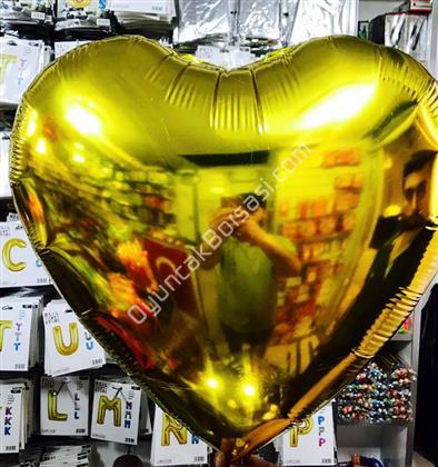 Toptan Folyo balon 22 inç altın renk kalpli ,Toptan Satış