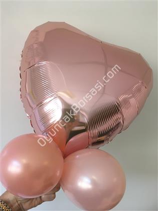 Gül Kurusu Renk Kalp Folyo Balon 22 inç ,Toptan Satış