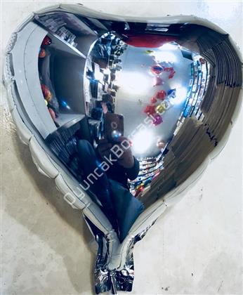 Kalp Folyo Balon Mini Gümüş ,Toptan Satış