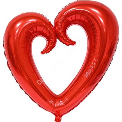 Kırmızı Renk İçi Boş Kalp Folyo Balon Orta ,Toptan Satış