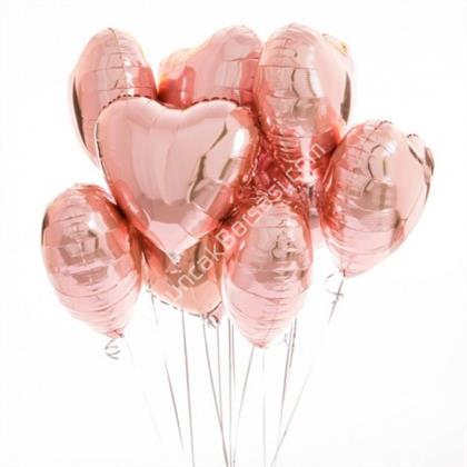 Gül Kurusu Rengk Kalp Folyo Balon 18 inç ,Toptan Satış
