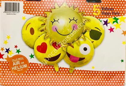Emoji Model 5 li Folyo Balon Seti ,Toptan Satış